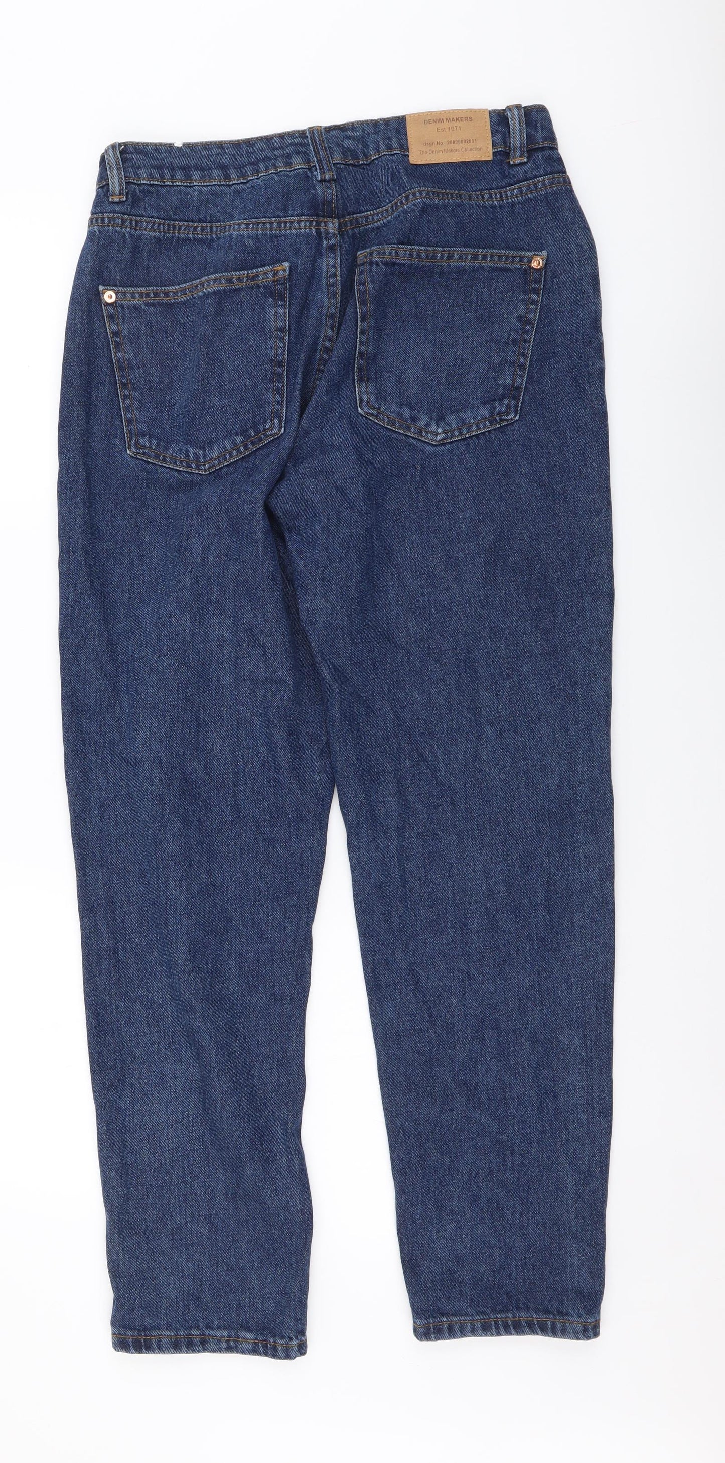 Denim Makers Womens Blue Cotton Mom Jeans Size 28 in L28 in Regular Button