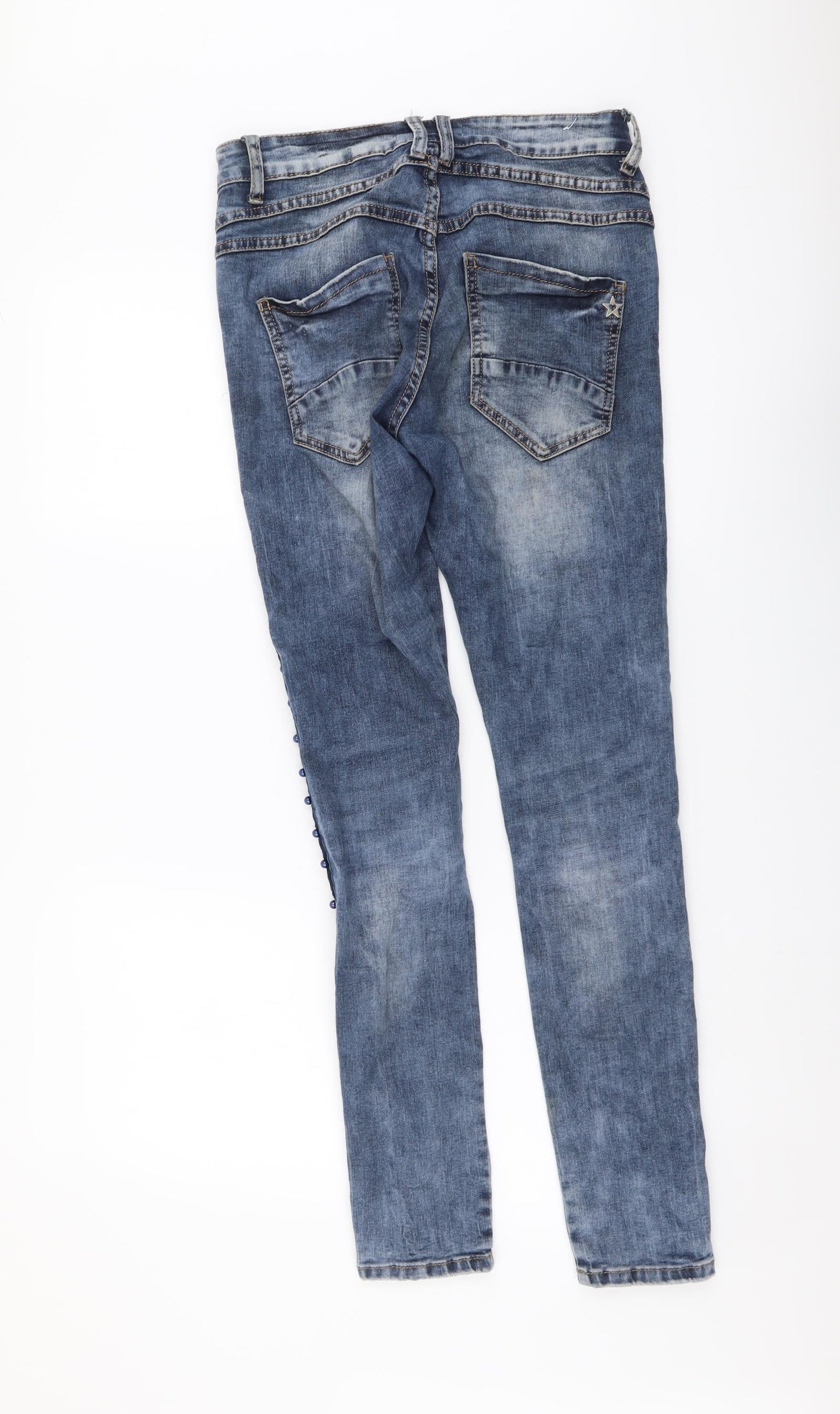 Jewelly Womens Blue Cotton Skinny Jeans Size XS L30 in Regular Button