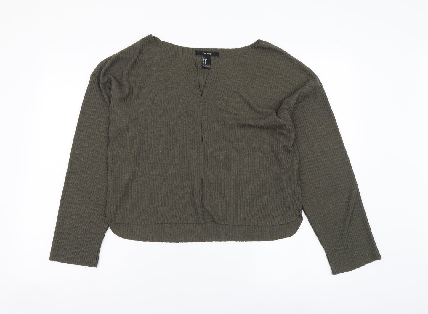Womens UK Size S FOREVER 21 Green Henley Jumper