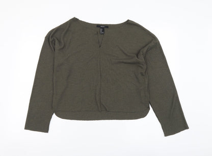 Womens UK Size S FOREVER 21 Green Henley Jumper