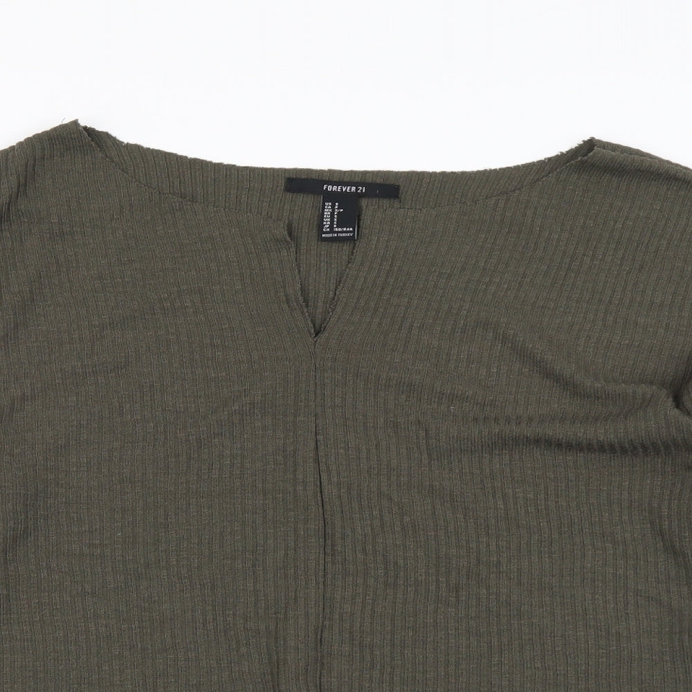 Womens UK Size S FOREVER 21 Green Henley Jumper