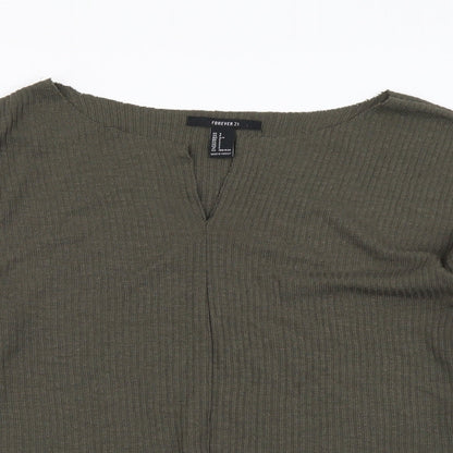 Womens UK Size S FOREVER 21 Green Henley Jumper