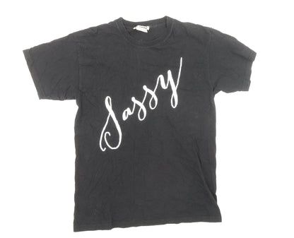 Womens UK Size S Love Black Basic T-Shirt