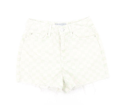 New Look Girls Multicoloured Check Polyester Mom Shorts Size 11 Years L3 in Regular Zip - Raw Hem
