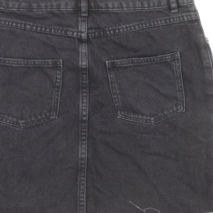 ASOS Womens Black Cotton Mini Skirt Size 8 Zip - Distressed Look