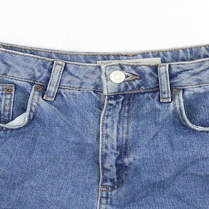 Topshop Womens Blue Cotton Hot Pants Shorts Size 8 L3 in Regular Zip