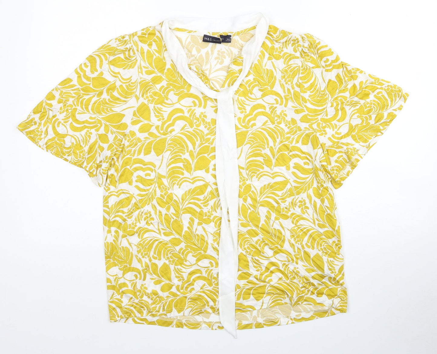 Womens UK Size 14 Marks and Spencer Yellow Basic Blouse