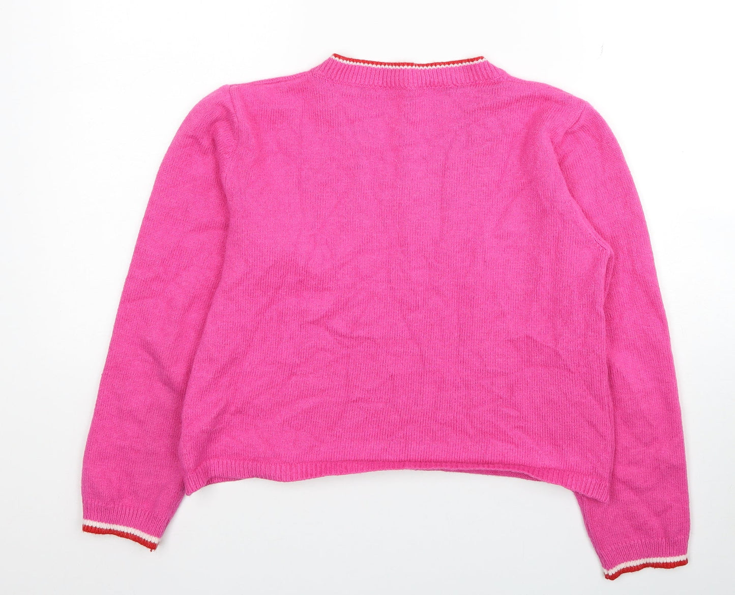 SheIn Womens Pink Round Neck Argyle/Diamond Polyester Pullover Jumper One Size