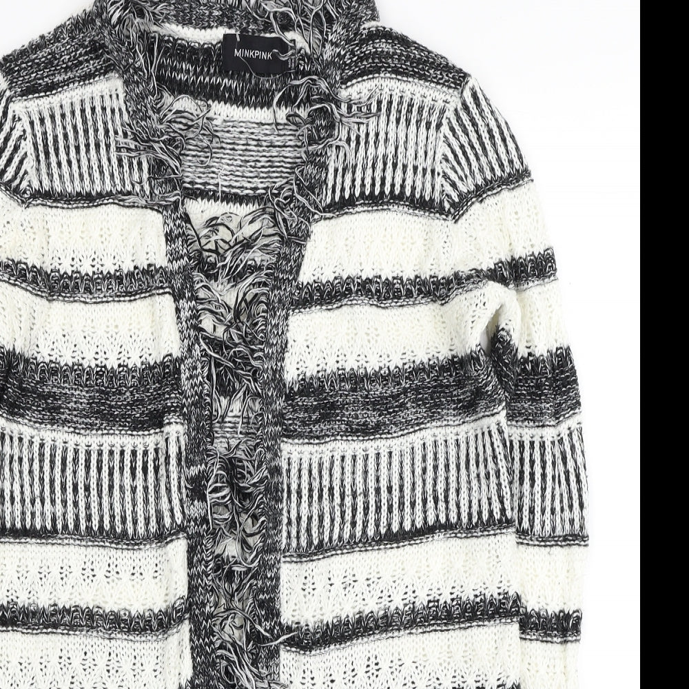 MINKPINK Womens Multicoloured V-Neck Striped Acrylic Cardigan Jumper Size XS