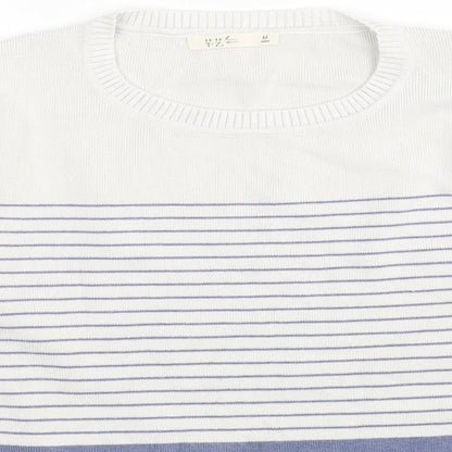 TZ Womens Blue Colourblock Cotton Jersey T-Shirt Size M Round Neck