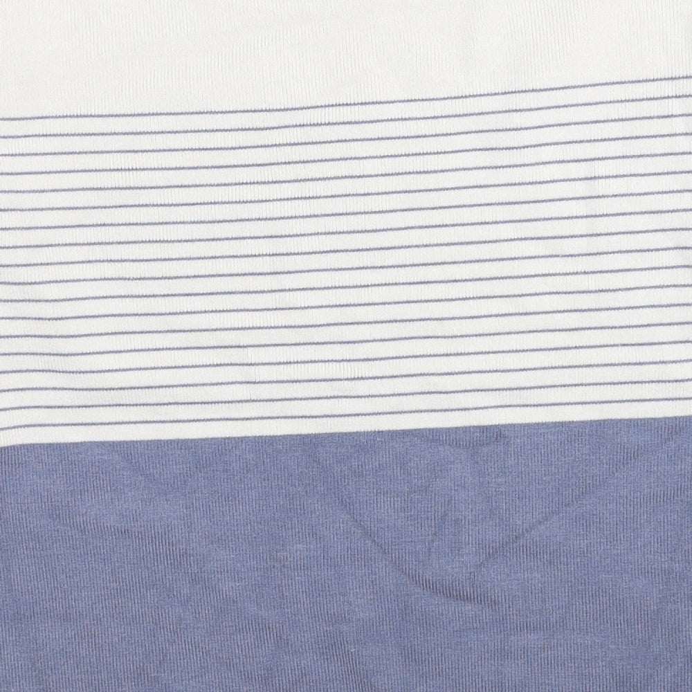 TZ Womens Blue Colourblock Cotton Jersey T-Shirt Size M Round Neck