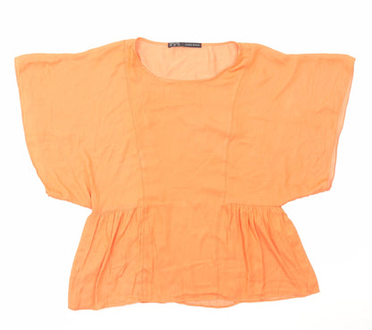 Womens UK Size XS Zara Orange Basic Blouse