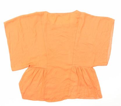 Womens UK Size XS Zara Orange Basic Blouse