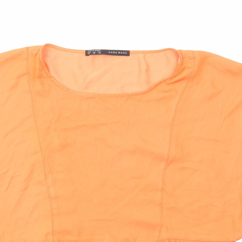 Womens UK Size XS Zara Orange Basic Blouse