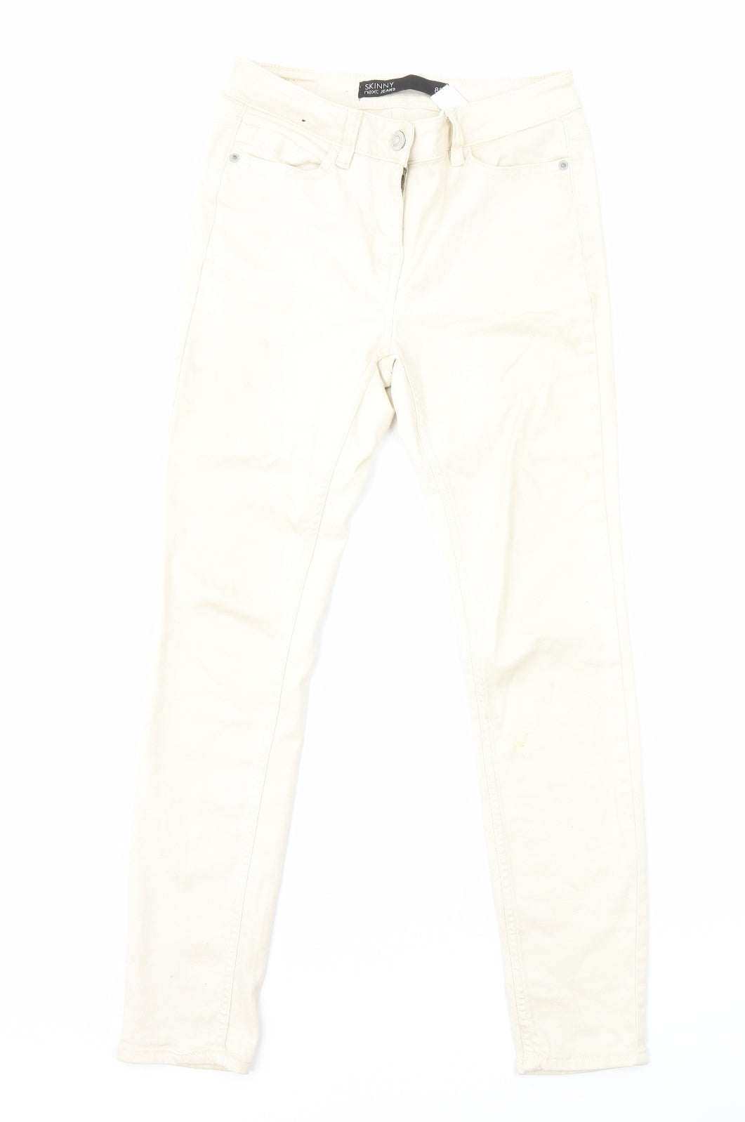NEXT Womens Beige Cotton Skinny Jeans Size 8 L26 in Regular Zip