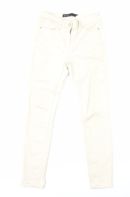 NEXT Womens Beige Cotton Skinny Jeans Size 8 L26 in Regular Zip