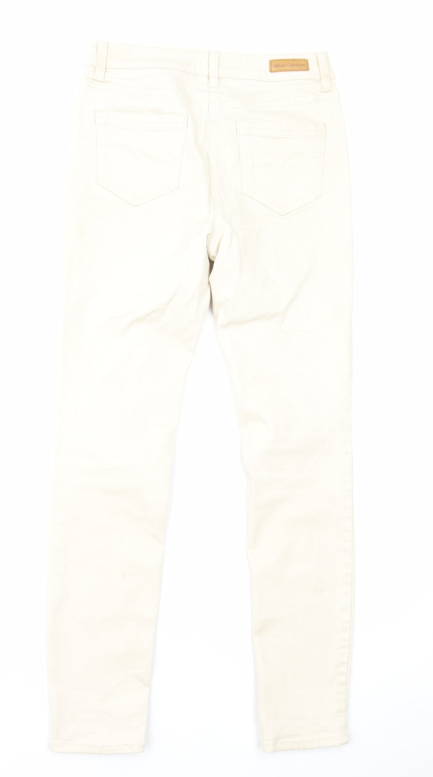 NEXT Womens Beige Cotton Skinny Jeans Size 8 L26 in Regular Zip