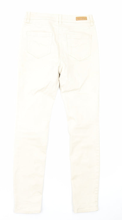 NEXT Womens Beige Cotton Skinny Jeans Size 8 L26 in Regular Zip