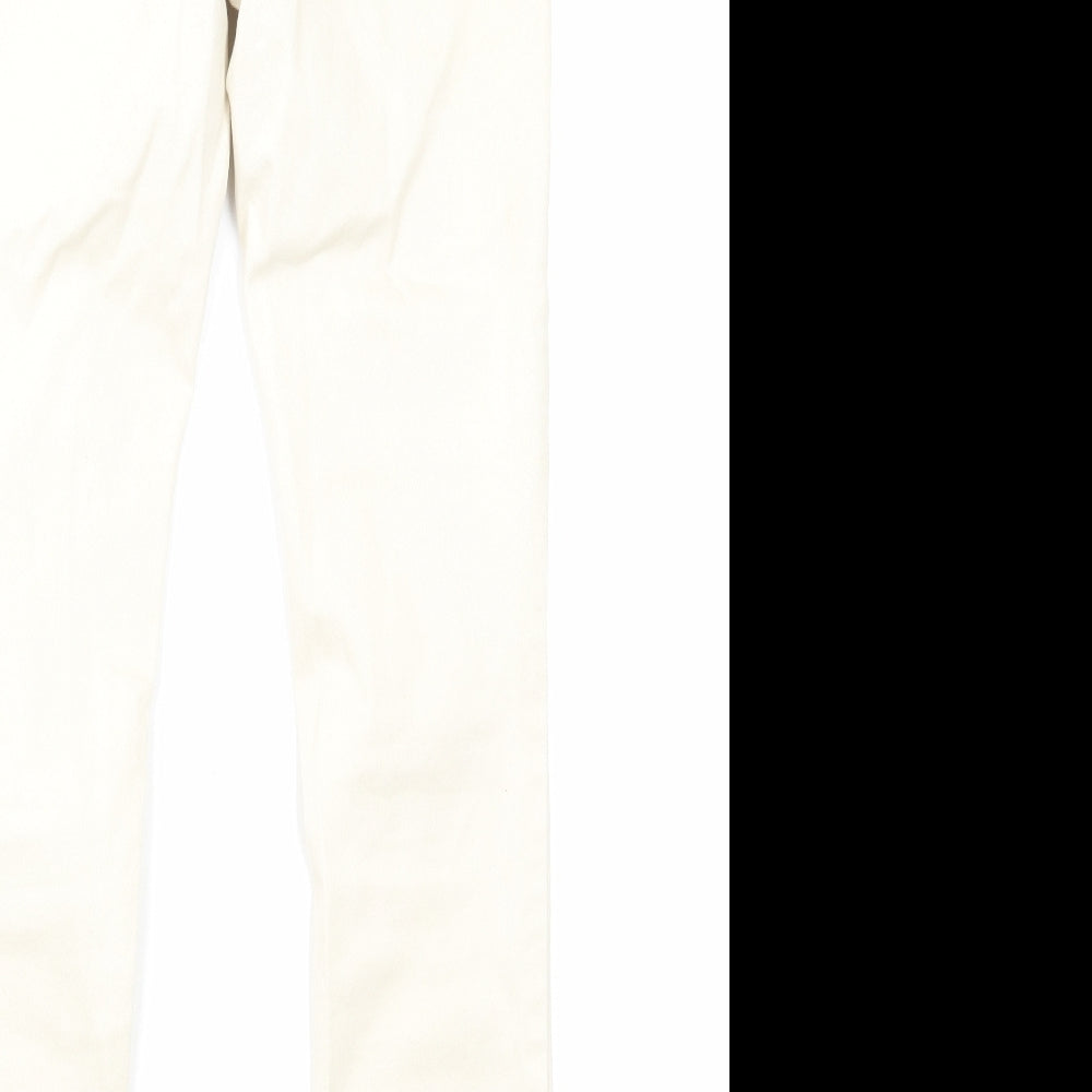 NEXT Womens Beige Cotton Skinny Jeans Size 8 L26 in Regular Zip