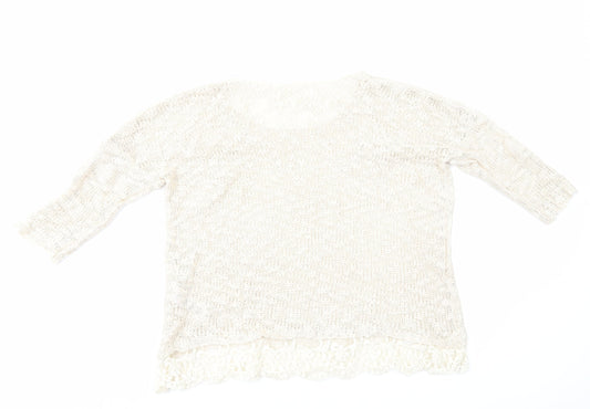 Womens UK Size M New Look Ivory Pullover Jumper