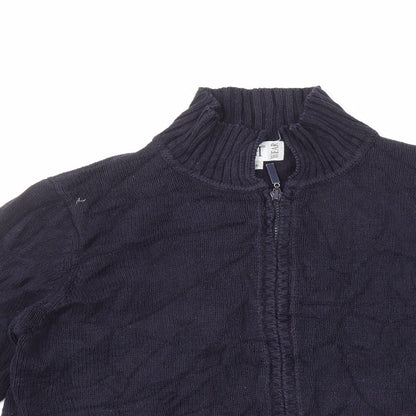 TIGI Womens Blue High Neck Acrylic Full Zip Jumper Size 16