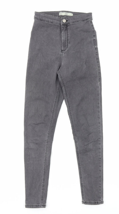 Topshop Womens Grey Cotton Skinny Jeans Size 6 L30 in Regular Zip