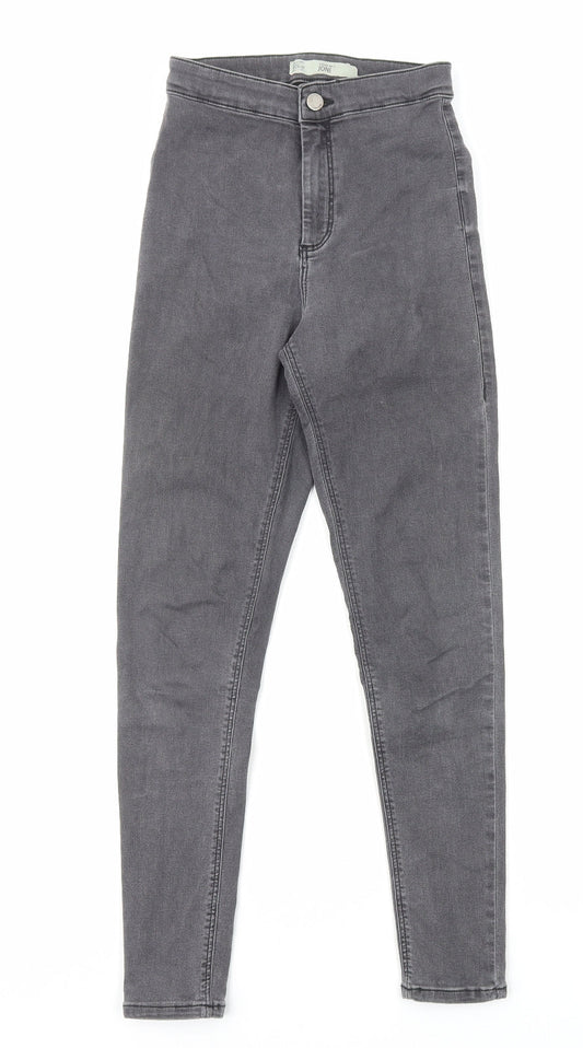 Topshop Womens Grey Cotton Skinny Jeans Size 6 L30 in Regular Zip