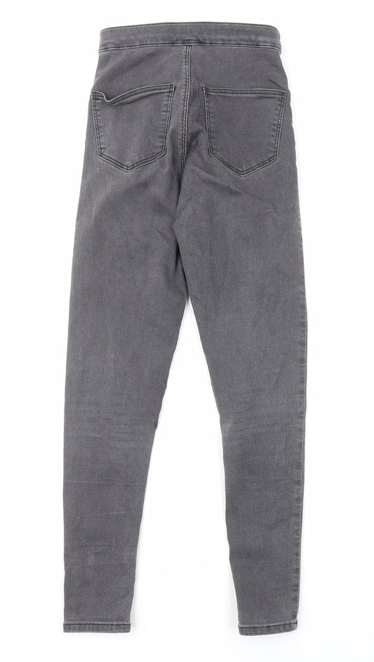 Topshop Womens Grey Cotton Skinny Jeans Size 6 L30 in Regular Zip