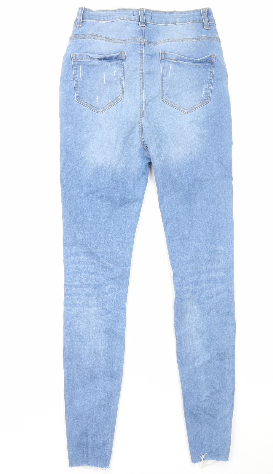 Boohoo Womens Blue Cotton Skinny Jeans Size 8 L28 in Regular Zip