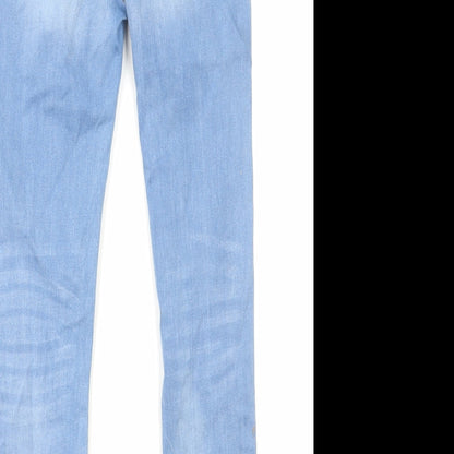 Boohoo Womens Blue Cotton Skinny Jeans Size 8 L28 in Regular Zip