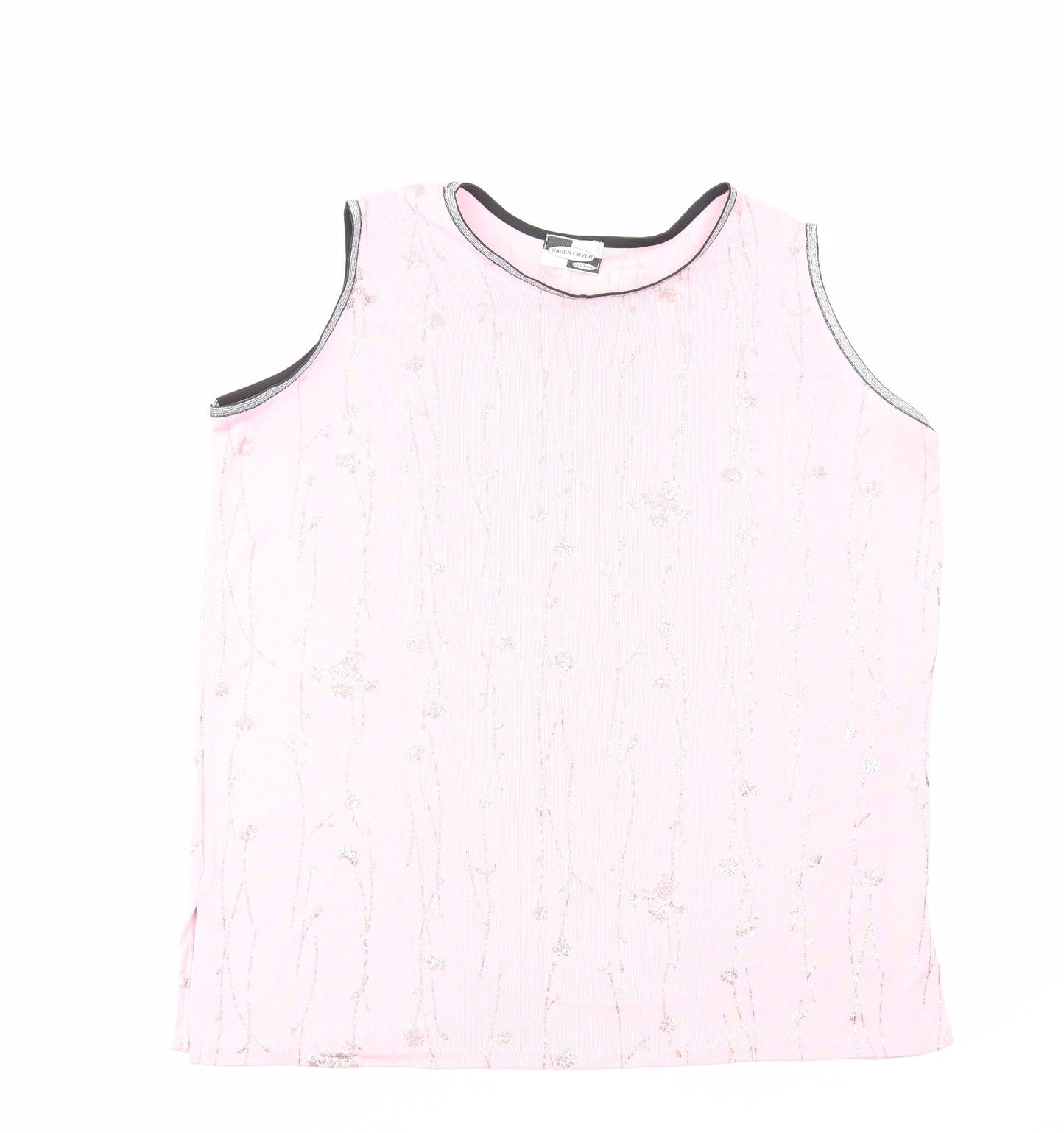 Undercover Womens Pink Geometric Polyester Basic Tank Size 18 Round Neck