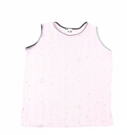 Undercover Womens Pink Geometric Polyester Basic Tank Size 18 Round Neck
