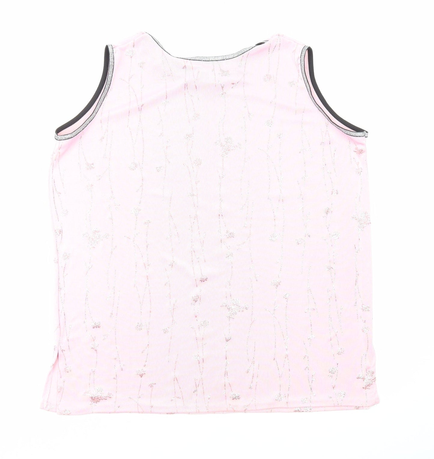 Undercover Womens Pink Geometric Polyester Basic Tank Size 18 Round Neck