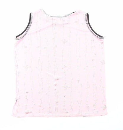 Undercover Womens Pink Geometric Polyester Basic Tank Size 18 Round Neck