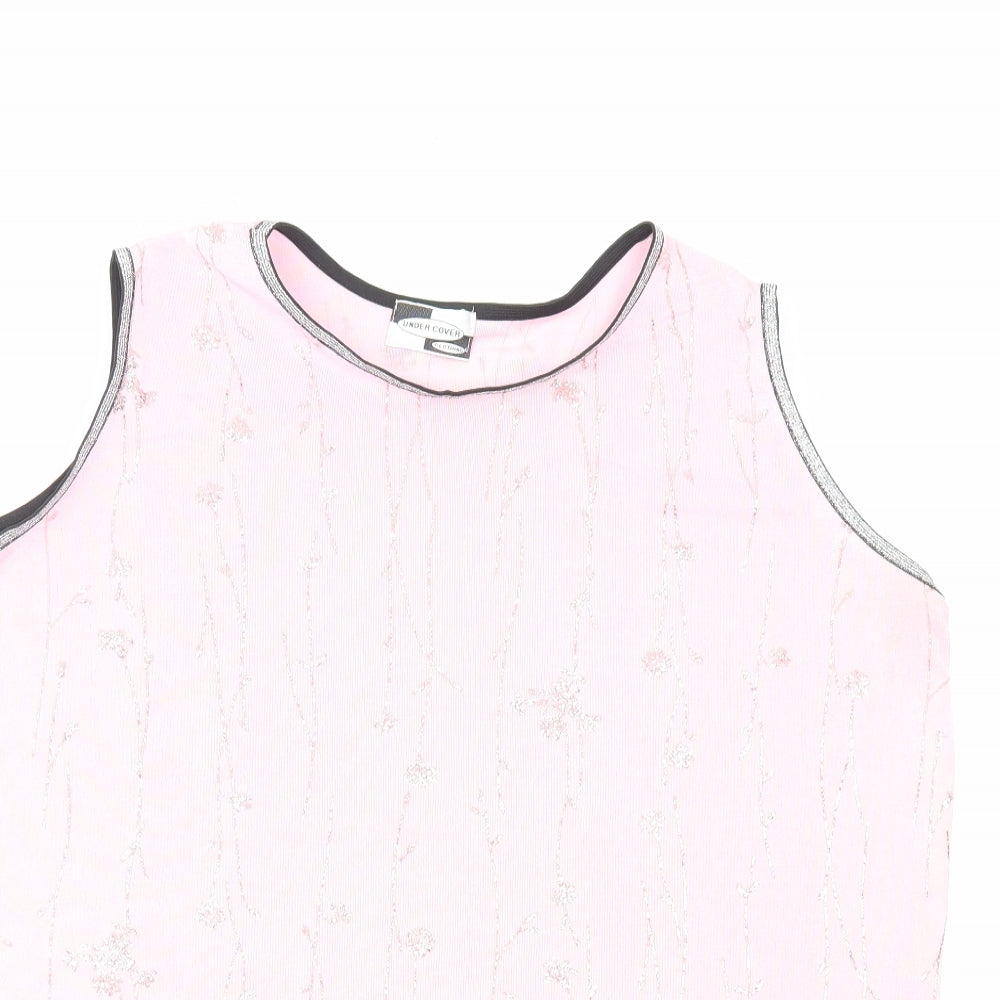 Undercover Womens Pink Geometric Polyester Basic Tank Size 18 Round Neck