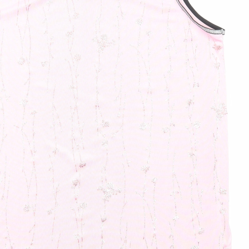 Undercover Womens Pink Geometric Polyester Basic Tank Size 18 Round Neck