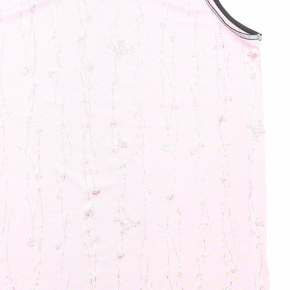 Undercover Womens Pink Geometric Polyester Basic Tank Size 18 Round Neck