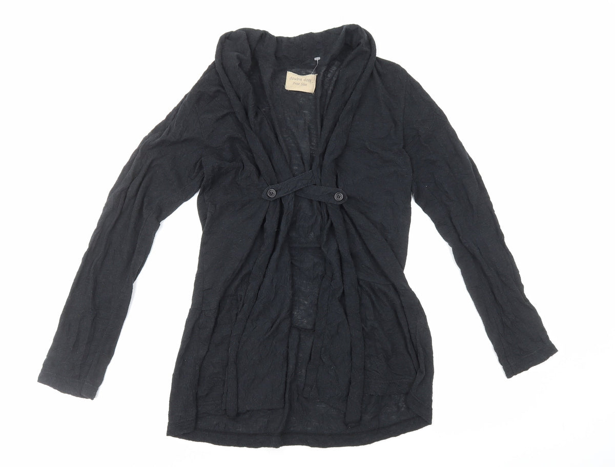Double Dot Womens Black V-Neck Polyester Cardigan Jumper Size S
