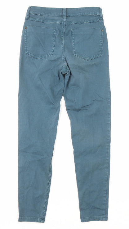 Marks and Spencer Womens Blue Cotton Skinny Jeans Size 8 L26 in Regular Zip