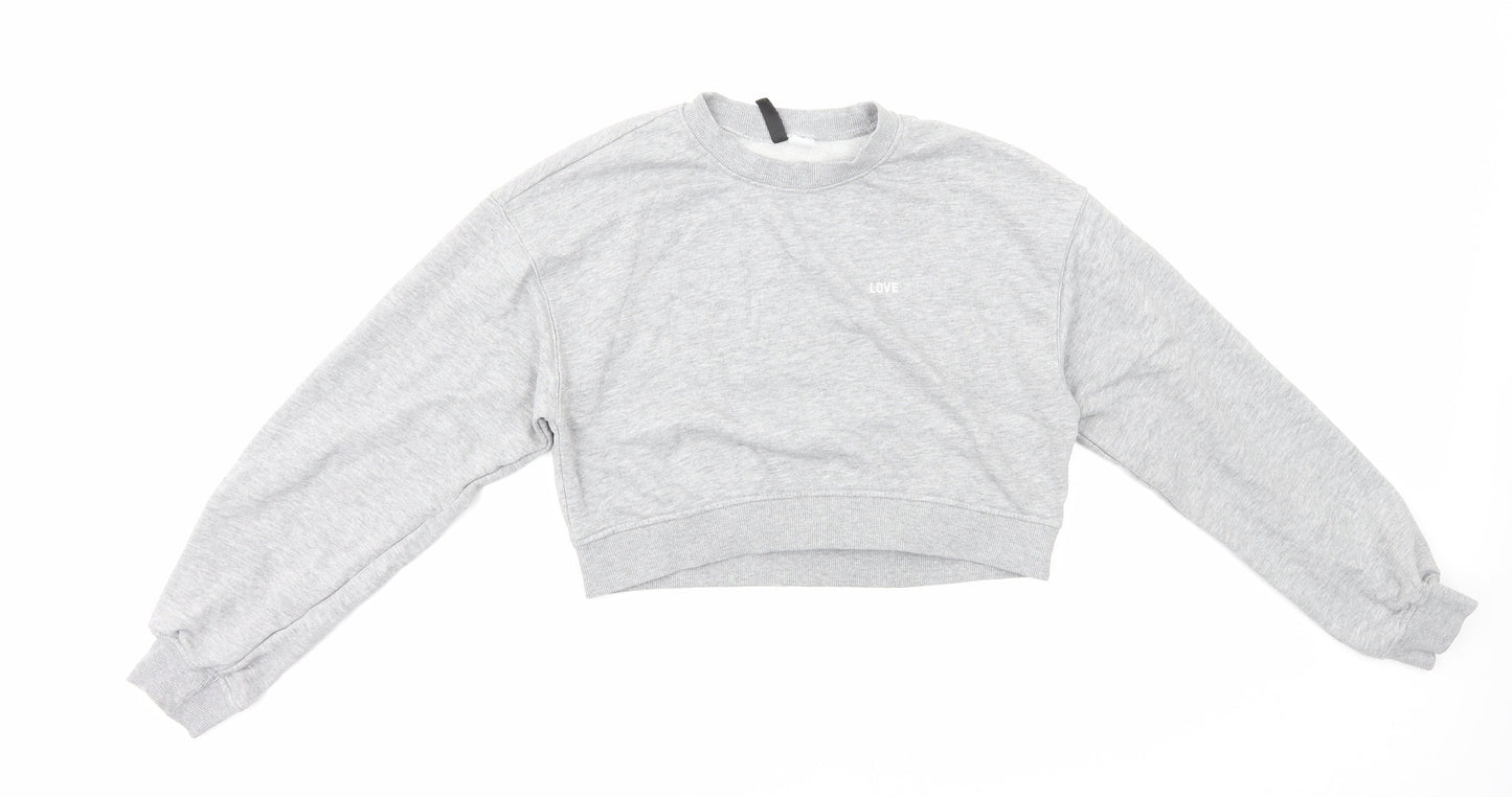 H&M Womens Grey Cotton Pullover Sweatshirt Size S Pullover