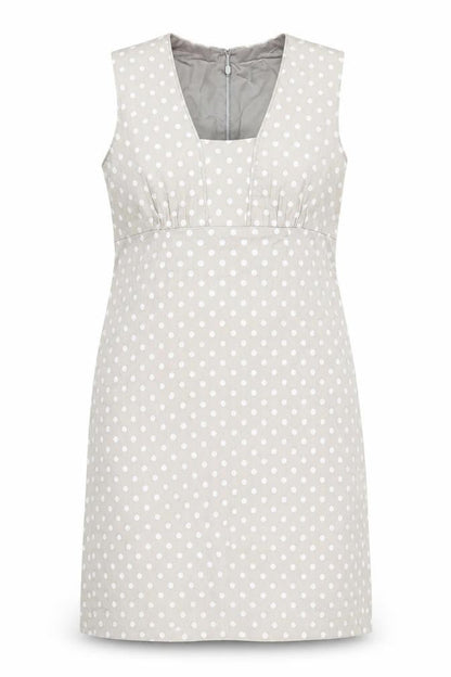 Preworn Womens Grey Polka Dot Polyester A-Line Size M Square Neck Zip
