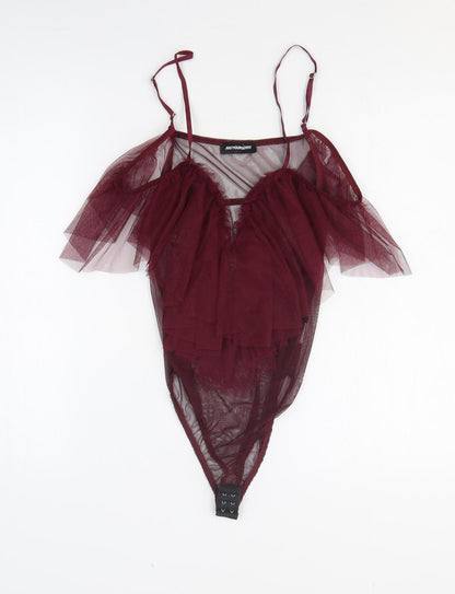 Just Your Outfit Womens Red Polyester Bodysuit One-Piece Size M Pullover