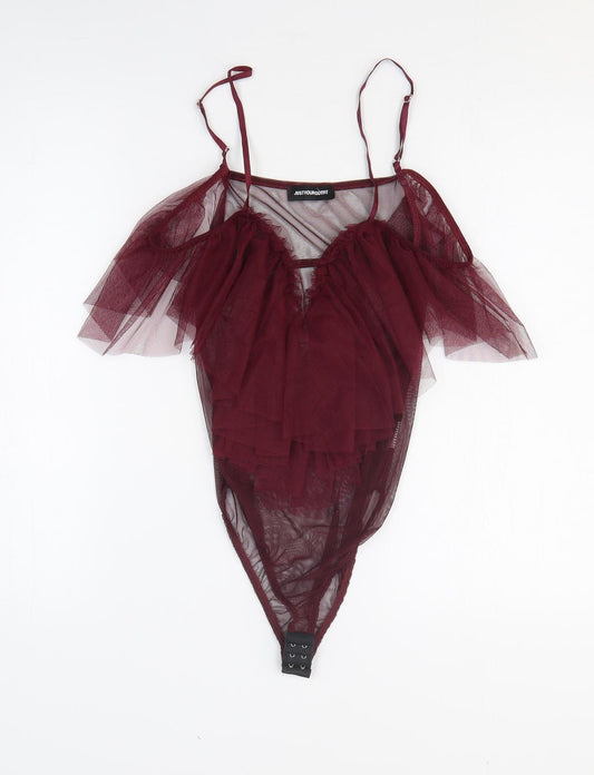 Just Your Outfit Womens Red Polyester Bodysuit One-Piece Size M Pullover