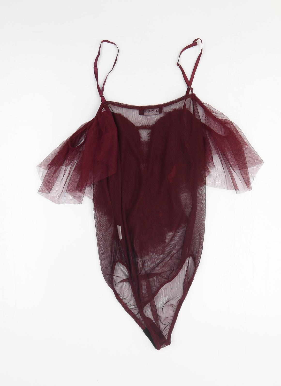 Just Your Outfit Womens Red Polyester Bodysuit One-Piece Size M Pullover