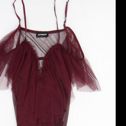 Just Your Outfit Womens Red Polyester Bodysuit One-Piece Size M Pullover