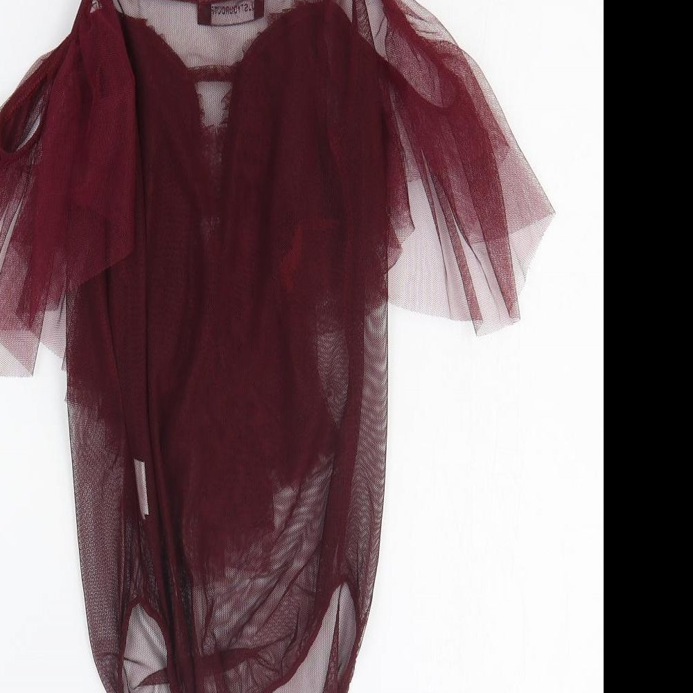 Just Your Outfit Womens Red Polyester Bodysuit One-Piece Size M Pullover