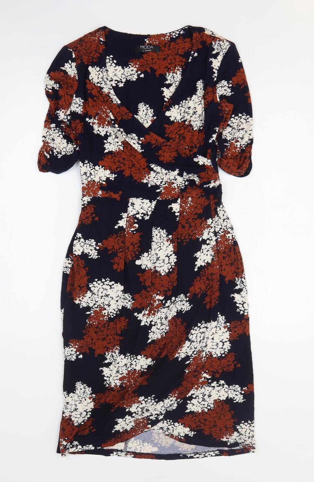 Moda Womens Multicoloured Geometric Viscose Fit & Flare Size 10 V-Neck Pullover