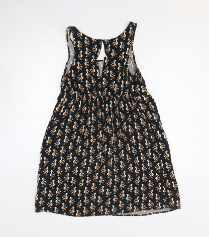H&M Womens Black Geometric Viscose A-Line Size S Scoop Neck Pullover