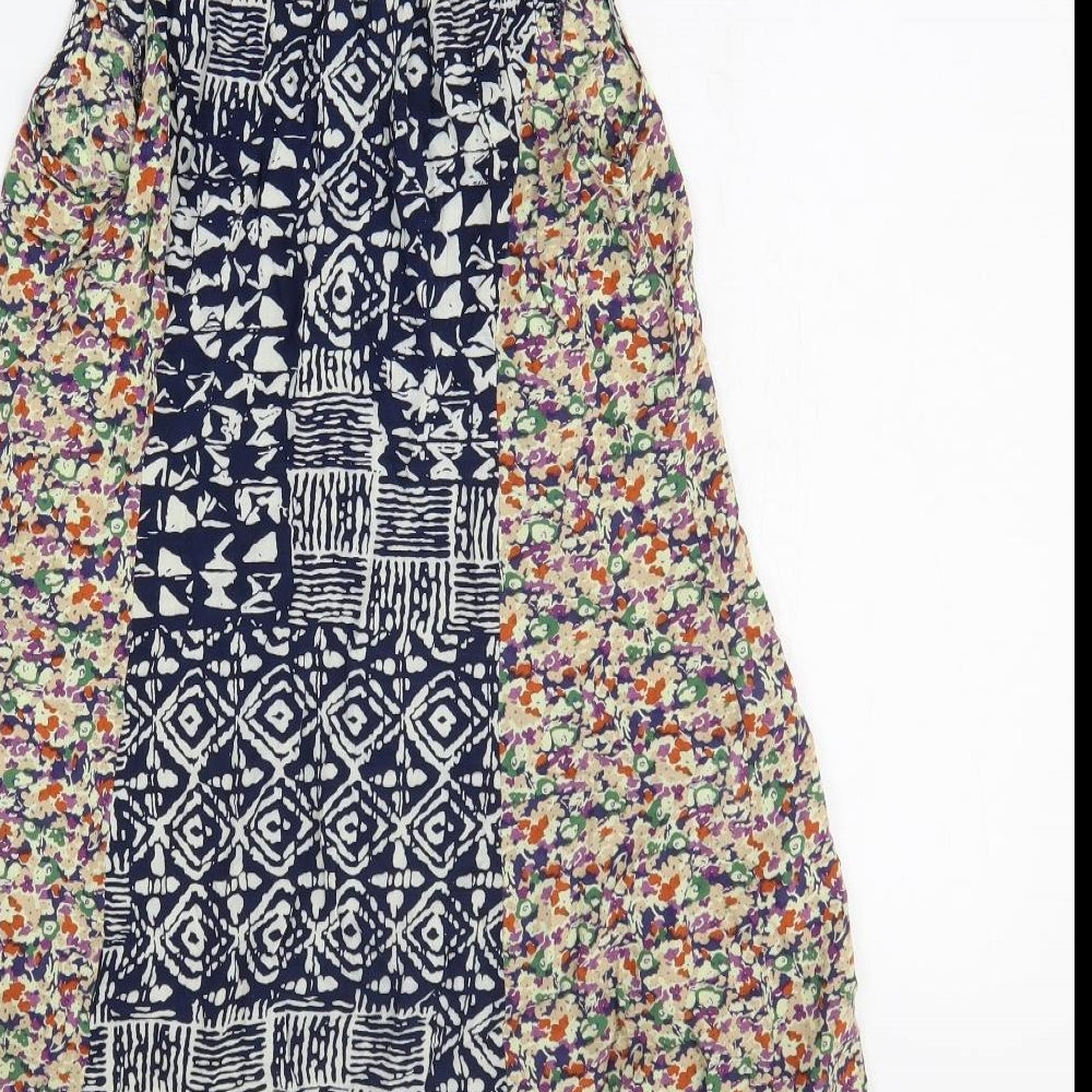 Mystic Womens Multicoloured Geometric Rayon Tank Dress Size M Round Neck Pullover