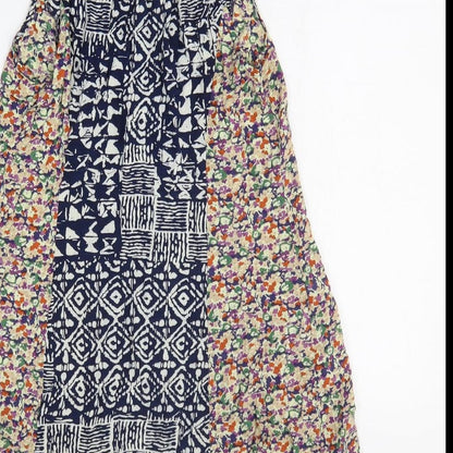 Mystic Womens Multicoloured Geometric Rayon Tank Dress Size M Round Neck Pullover
